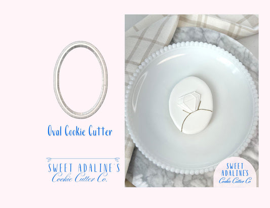 Oval Cookie Cutter – Plaque Cookie Cutter for Weddings, Anniversaries & Parties – Engagement Favor Cookie – Elegant Oval Sugar Cookie Shape