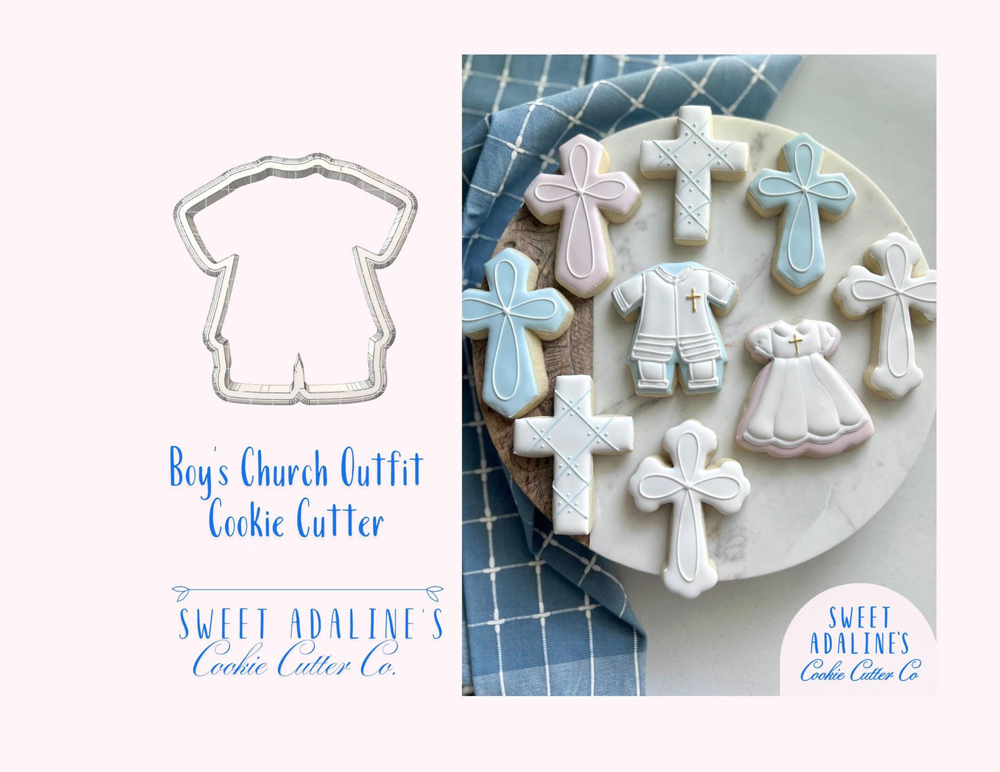 Boy’s Church Outfit Cookie Cutter – First Baptism Cookie Cutter – Communion Cookie – Confirmation Outfit Cookie – Religious Christian Baking