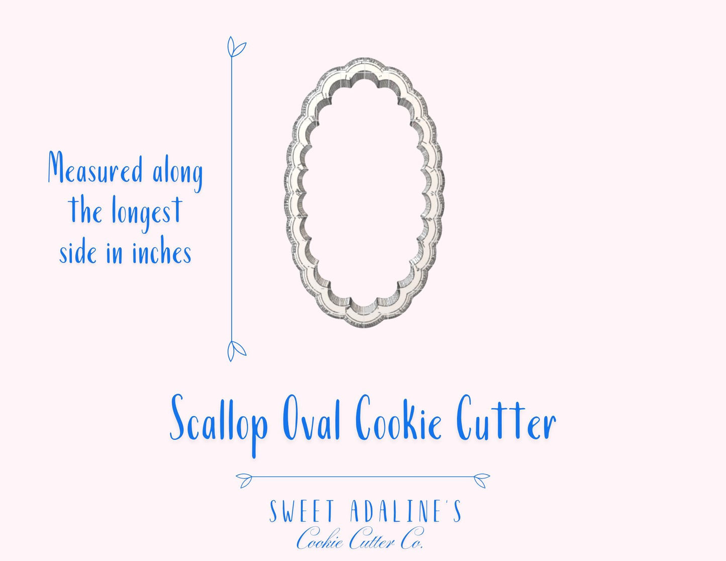 Scallop Oval Cookie Cutter – Elegant Plaque Cookie Cutter – Wedding Favor Cookie – Bridal Shower Baking – Floral or Monogram Sugar Cookie
