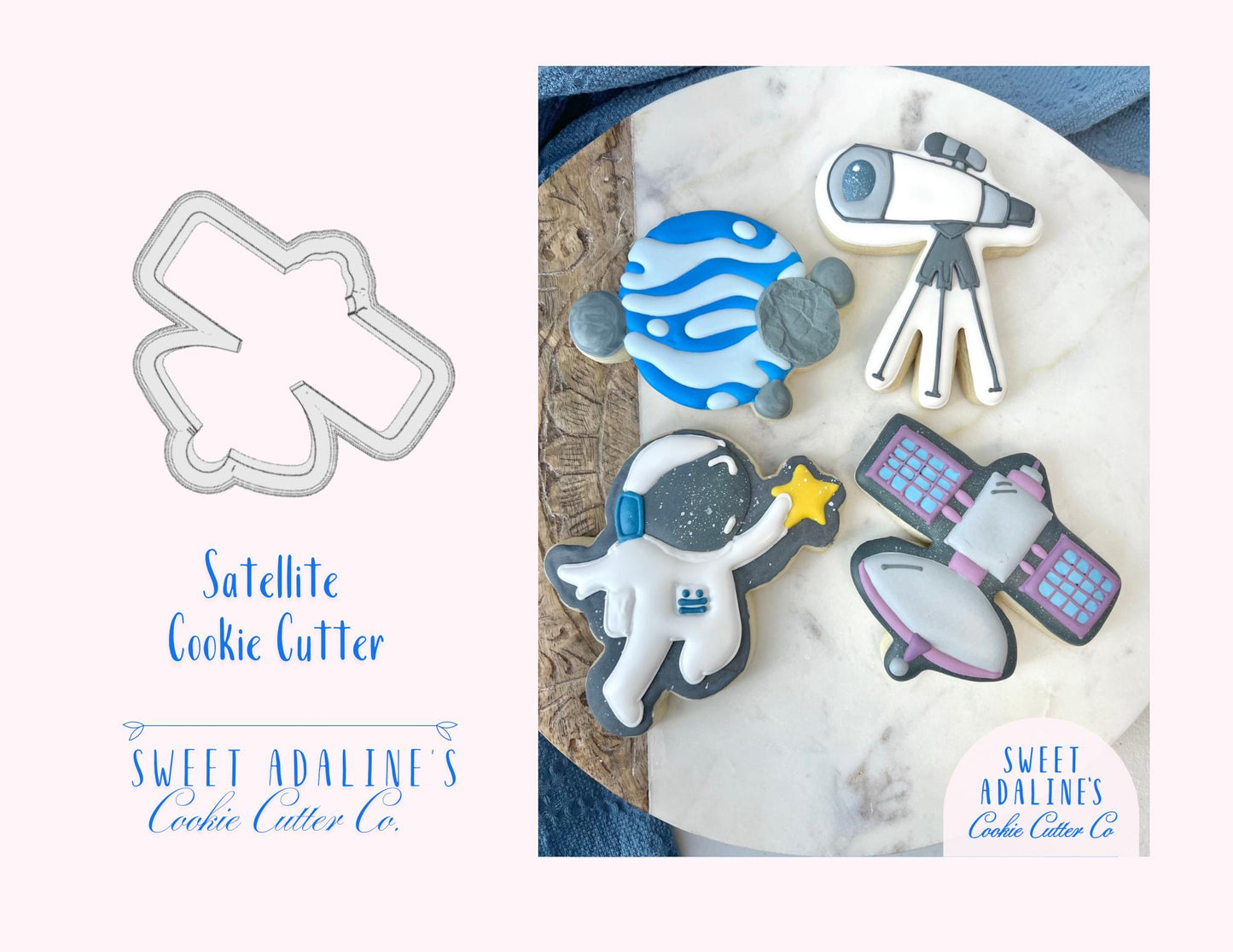 Satellite Cookie Cutter – Space Theme Birthday Party Favor – Outer Space Galaxy Baking Tool – Astronomy Decorated Cookie for Space Lovers