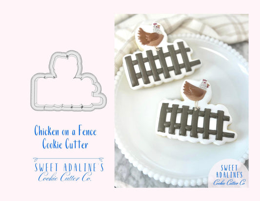 Chicken on a Fence Cookie Cutter -Perfect for Farm-Themed, Easter, & Spring Baking, Great Gift for Chicken Lovers - Sturdy for Thick Dough