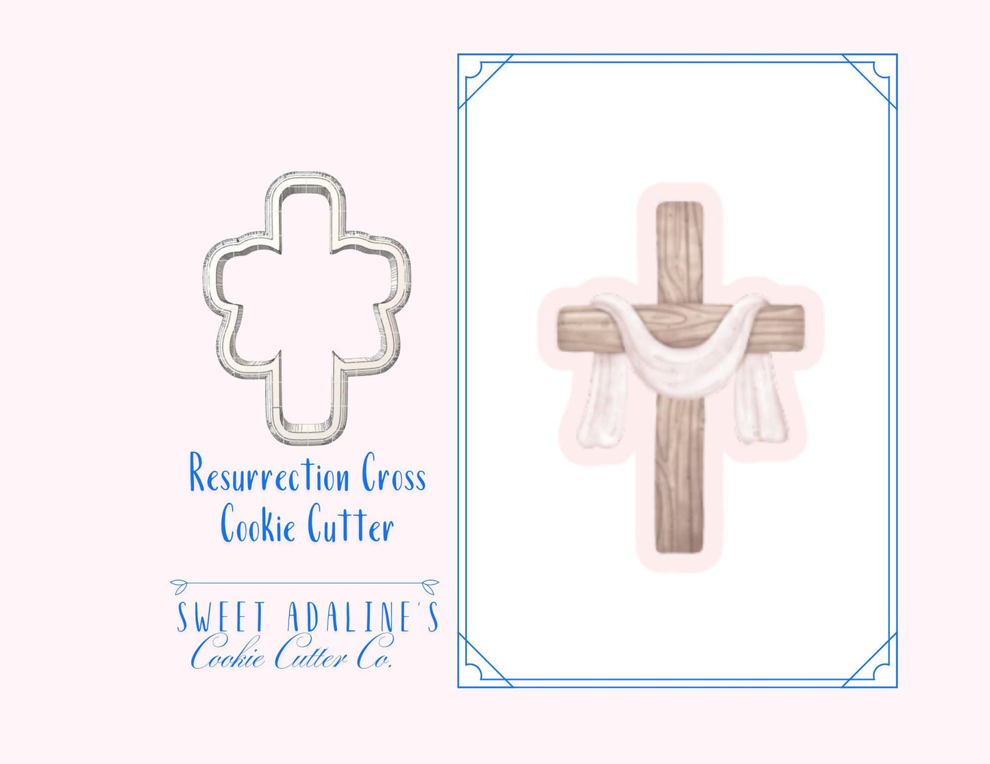 Resurrection Cross Cookie Cutter – Easter Religious Baking Tool for Church, Baptism, and Faith-Inspired Cookies – Cross with Cloth