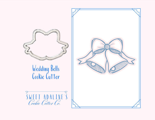 Wedding Bells Cookie Cutter – Bridal Shower Favor – Engagement Party Baking Tool – Anniversary Cookie – Romantic Bells with Bow Cookies