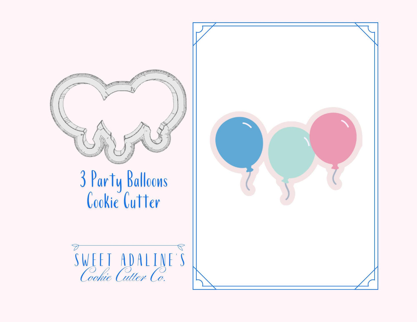 3 Party Balloons Cookie Cutter –Perfect for Birthdays, Celebrations, and Special Events –Multiple Sizes Available -Essential Must-have