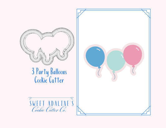 3 Party Balloons Cookie Cutter –Perfect for Birthdays, Celebrations, and Special Events –Multiple Sizes Available -Essential Must-have