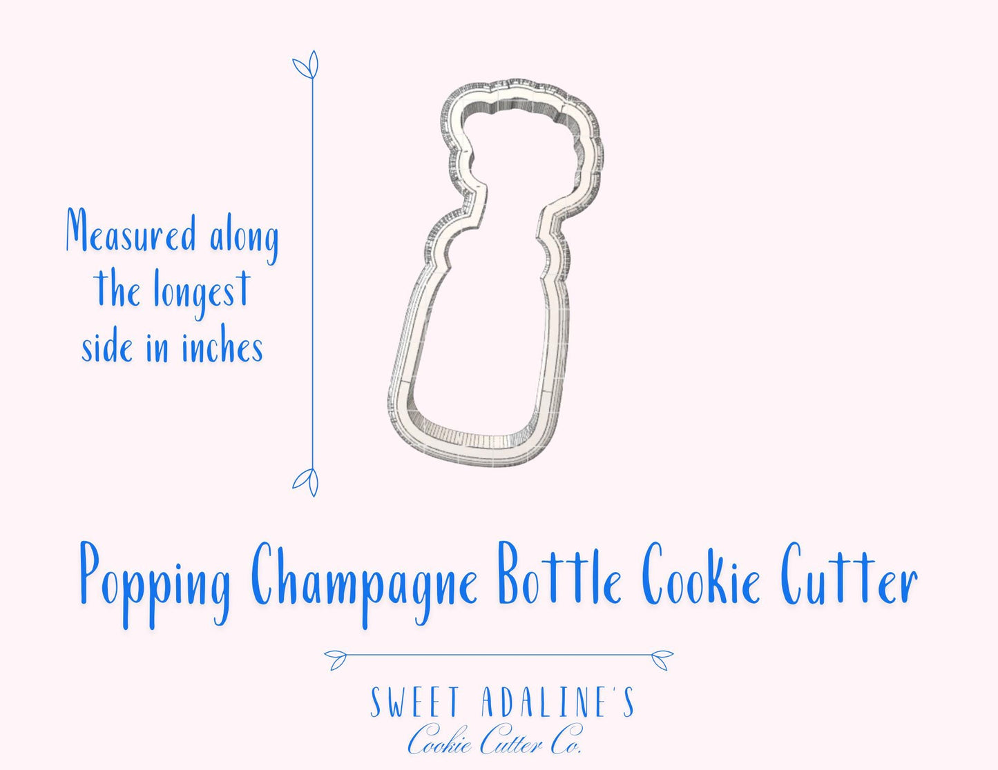 Popping Champagne Bottle Cookie Cutter – Celebration Cookie Cutter – Engagement Party Favor – Wedding Cookie – New Year’s Eve Baking Tool