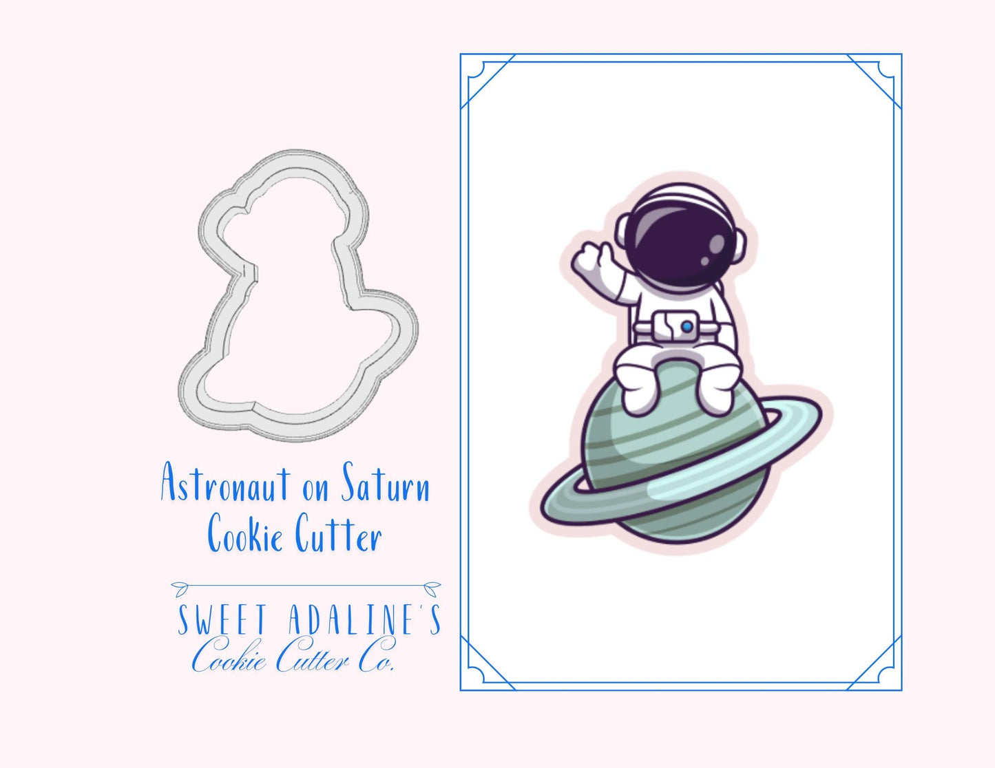 Astronaut on Saturn Cookie Cutter –Space Theme Birthday Party Favor –Outer Space Rocket Galaxy Cookie –Astronaut Planet Decorated Cookies