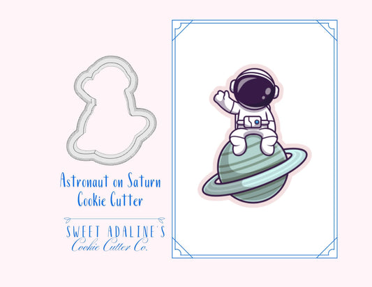 Astronaut on Saturn Cookie Cutter –Space Theme Birthday Party Favor –Outer Space Rocket Galaxy Cookie –Astronaut Planet Decorated Cookies