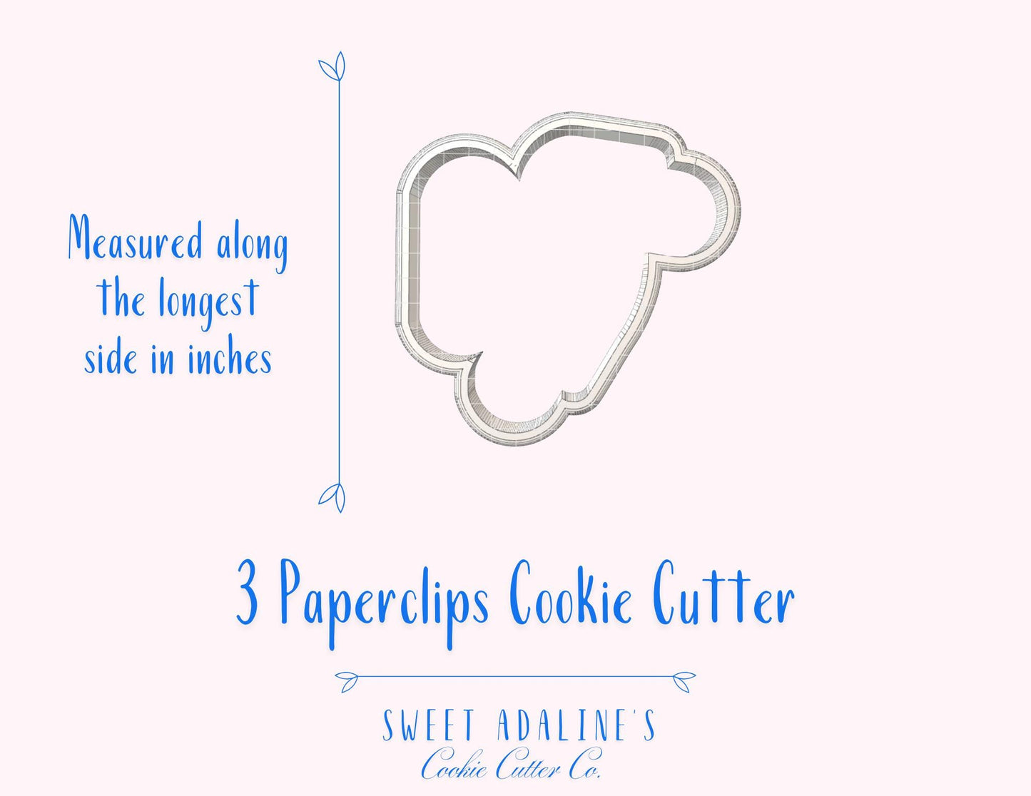 3 Paperclips Cookie Cutter – Teacher Appreciation, Back to School, Office Theme, Stationery, Classroom, Fondant & Clay Cutter – 3D Printed