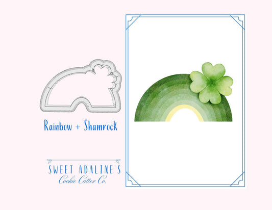 St. Patrick's Day Rainbow with Shamrock Cookie Cutter, Irish-Themed Cookies, Custom 3D Printed, St. Patrick's Day Party Baking Supplies