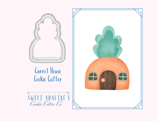 Carrot House Cookie Cutter –Adorable Easter Bunny House for Easter Gifts – Choose Your Size - Durable & food safe, thick dough