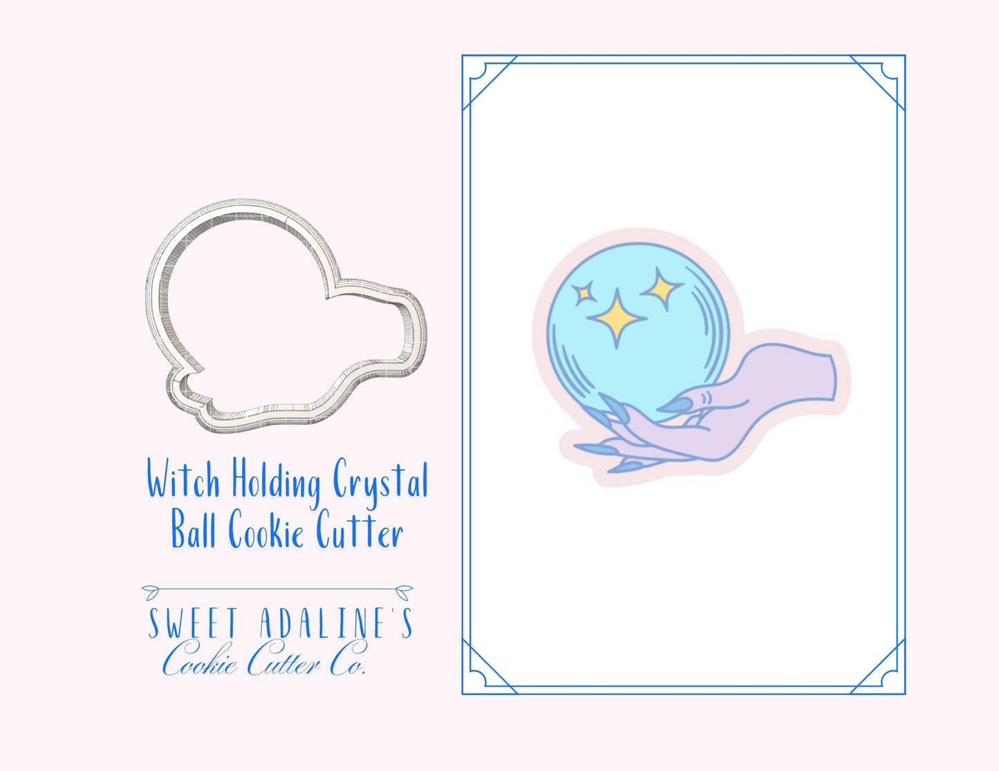 Witch Holding Crystal Ball for Halloween — Available in 3 Sizes — Cookie Cutters for Halloween Baking & Decorating - Spooky witch cookie