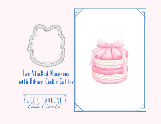 2 Stacked Macarons with Ribbon Cookie Cutter –French Bakery Design –Perfect Gift for Baby Showers, Weddings & Paris-themed Tea Parties