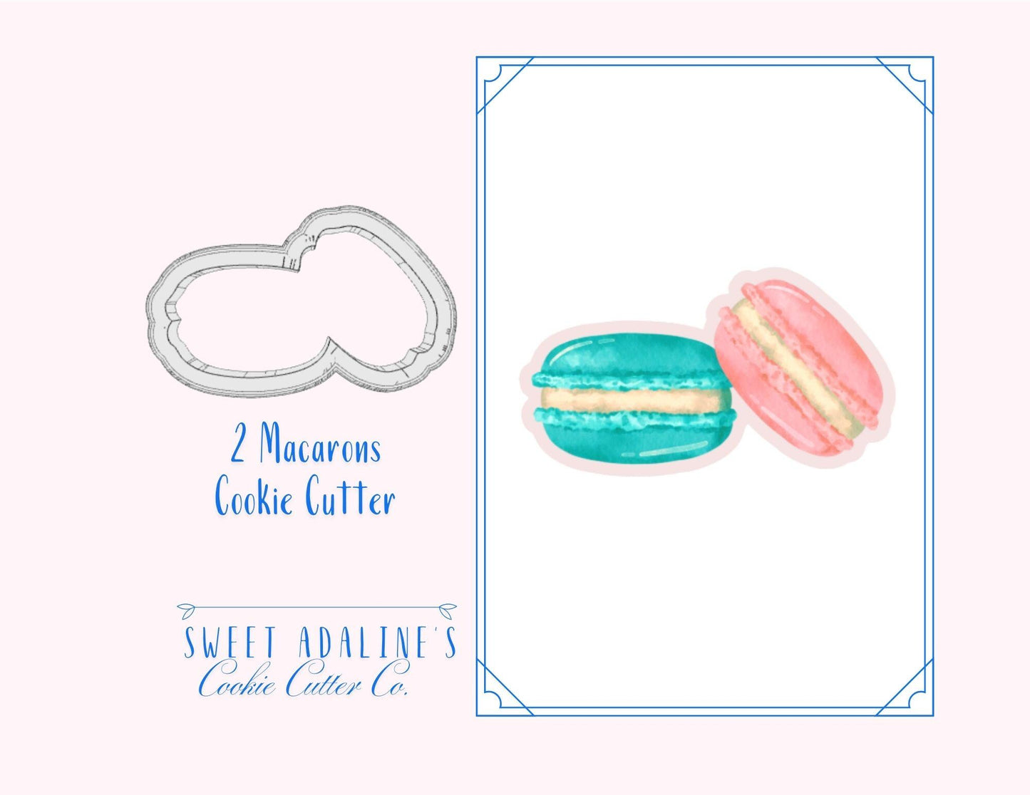2 Macarons Cookie Cutter – Parisian Pastry Cookie Design – Perfect for French-themed Tea Parties, Weddings & Brunch – Thick Sturdy Cookies
