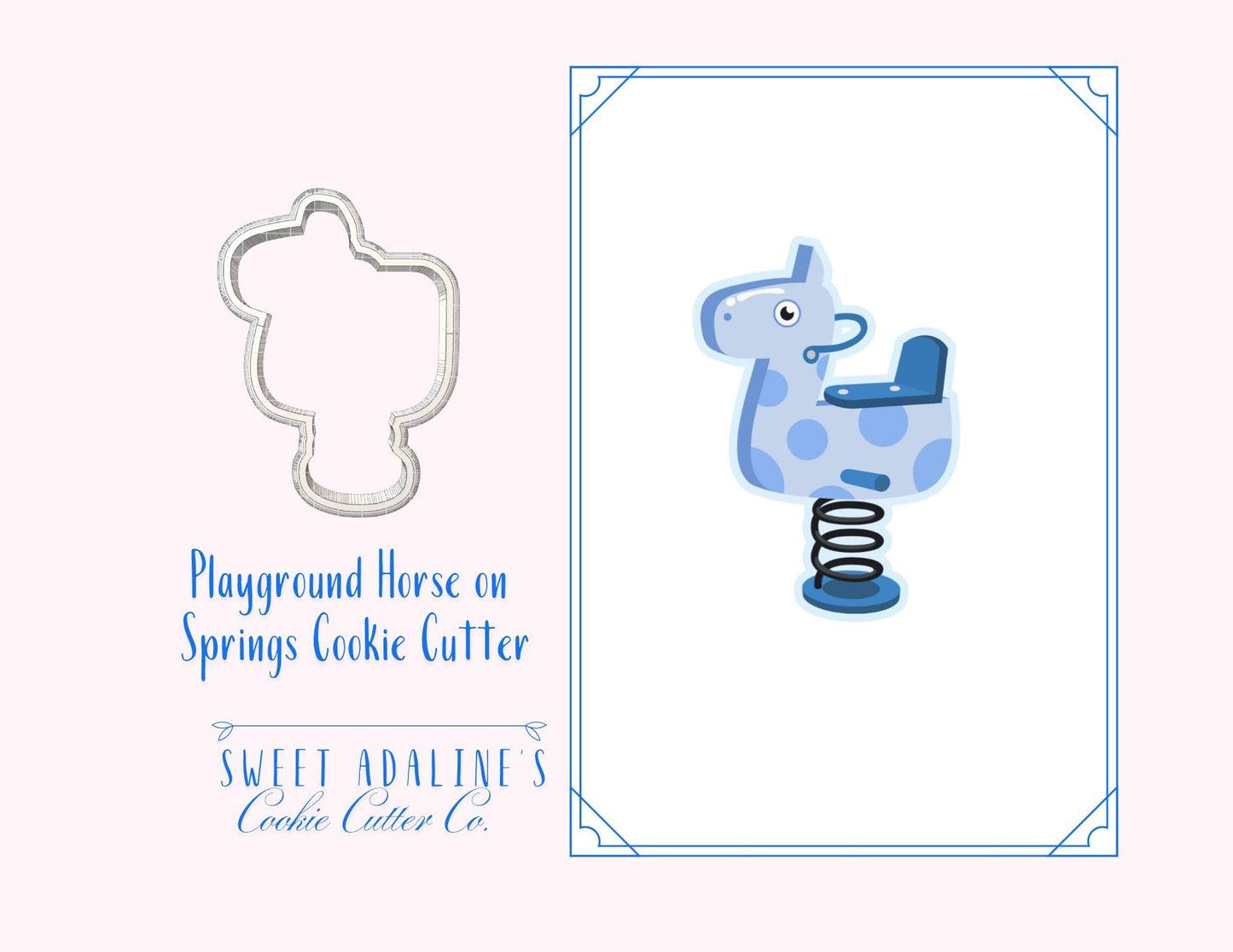 Playground Horse Cookie Cutter – Rocking Horse Cookie – School Theme Party Favor – Kids Birthday Cookie – Fondant & Clay Cutter Sturdy Thick