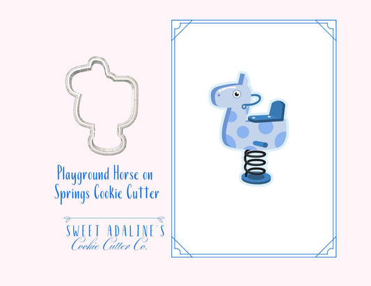 Playground Horse Cookie Cutter – Rocking Horse Cookie – School Theme Party Favor – Kids Birthday Cookie – Fondant & Clay Cutter Sturdy Thick