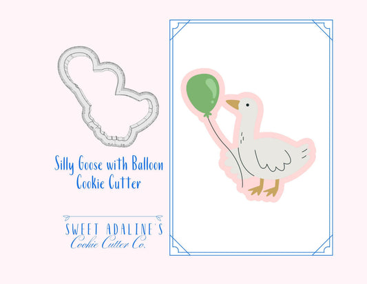 Silly Goose with Balloon Cookie Cutter – Animals with Balloons for Birthdays & Parties – 3 Sizes –Goose with Balloon
