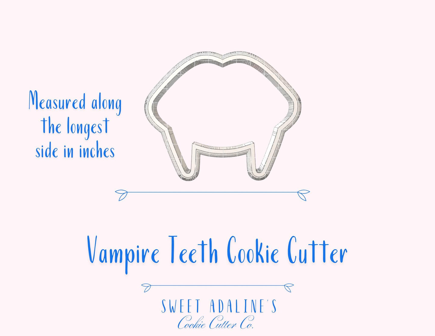 Vampire Teeth Cookie Cutter for Halloween — Available in 3 Sizes — Cookie Cutters for Halloween Baking & Decorating - Vampire Fangs Cookies