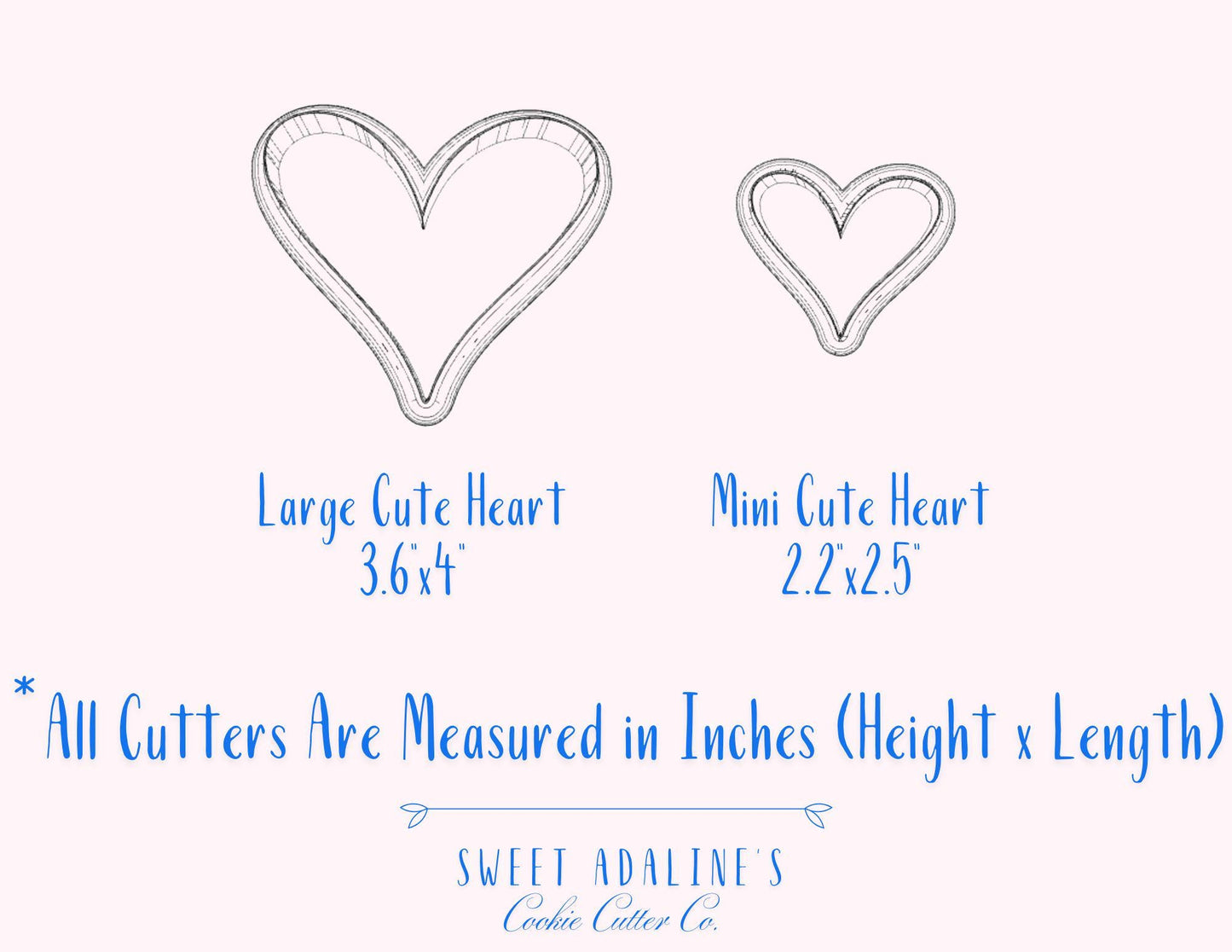 Set of 8 Modern Heart Cookie Cutters, 3D Printed, Bundle of Valentine's Day Hearts Various Sizes, Large and Mini Heart Cookie