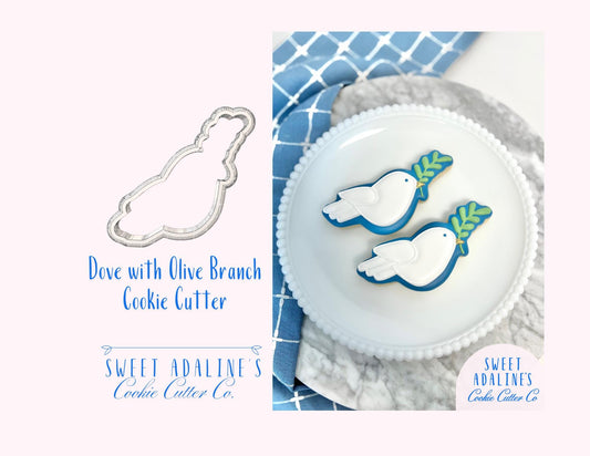 Dove with Olive Branch Cookie Cutter – Peace Bird Cookie Cutter for Decorating Sugar Cookies, Fondant & Baking Crafts - Christian Bird