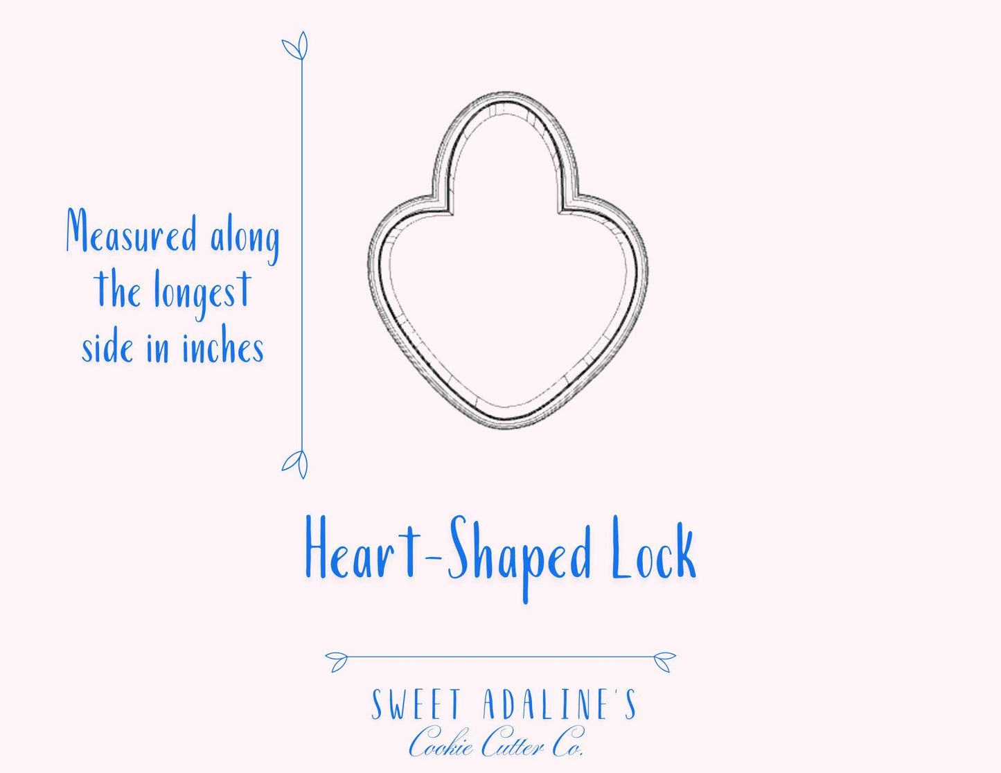 Heart Shaped Lock Cookie Cutter, Love Cookie Cutter for Valentine's Day, custom 3D printed cutters for royal icing, FAST Shipping