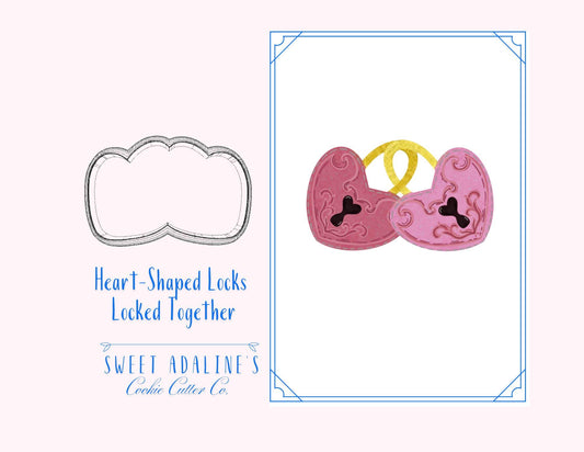Hearts Locked Together Cookie Cutter, Heart Locks Cookies for Valentines Day, custom 3D printed cutters for royal icing, FAST Shipping