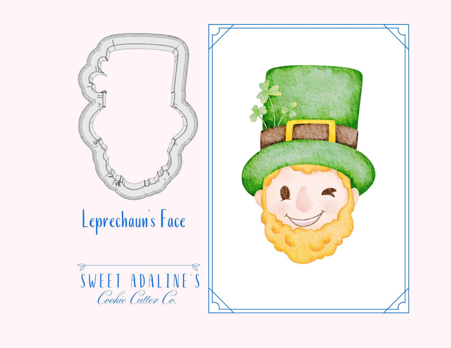 Leprechaun Cookie Cutter, Irish-Themed Cookies, Custom 3D Printed, St. Patrick's Day Party Baking Supplies, Lucky Leprechaun's Face Cookie