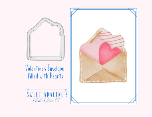 Envelope with Hearts Cookie Cutter, Valentine's Day Baking Tool, 3 Size Options, Food-Safe Plastic, Cute Cookie Decorating Supplies