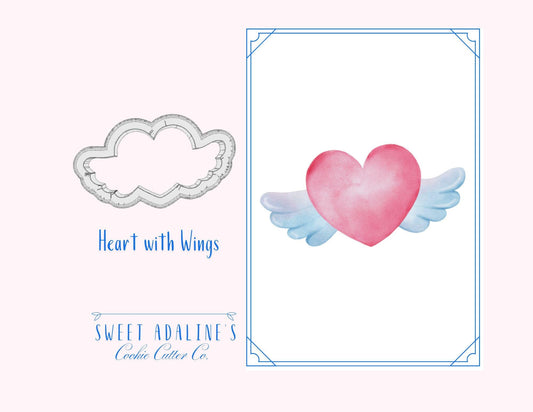 Heart with Wings Cookie Cutter, Perfect for Valentine’s Day Baking, 3 Size Options, Food-Safe Plastic, Cute Love-Themed Baking Tool