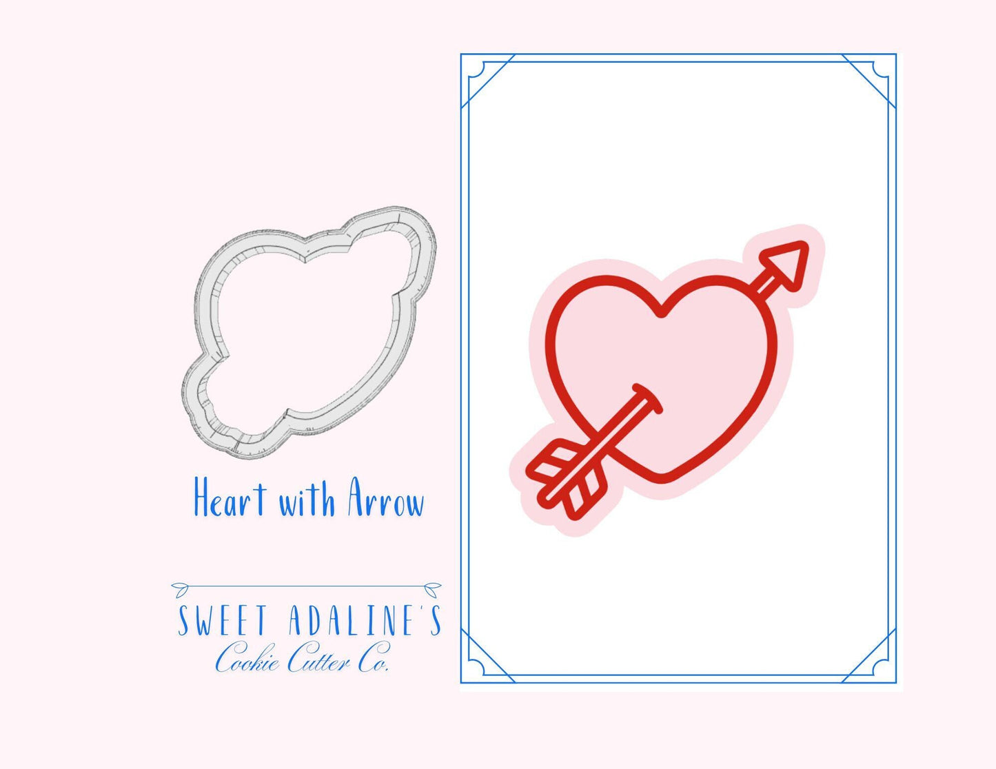 Heart with Arrow Cookie Cutter, Perfect for Valentine’s Day Baking, 3 Sizes, Food-Safe Plastic, Cute Love-Themed Cookie Tool, Custom 3D