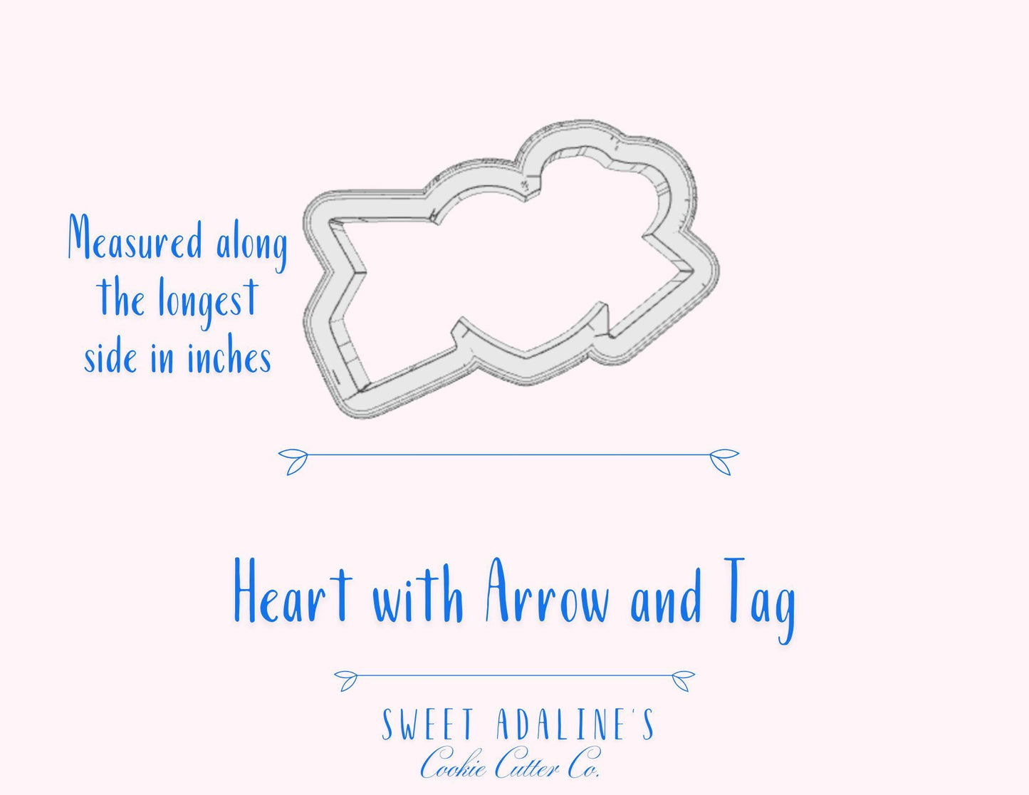 Tattoo-Style Heart with Arrow and Tag Cookie Cutter – Valentine’s Day Baking Tool – 3 Size Options – Love Cookie Design