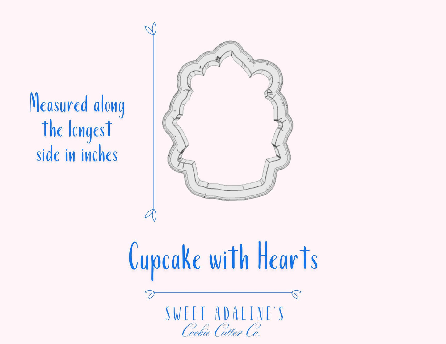 Valentine's Cupcake with Hearts and Bow Cookie Cutter – Cute Valentine’s Day Baking Tool – 3 Sizes – Love-Themed Design - Custom Color
