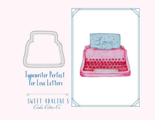 Valentine’s Typewriter Cookie Cutter – Write Love Letters Design – Cute Baking Tool for Valentine’s Day – 3 Sizes –Pink or Black Cutter