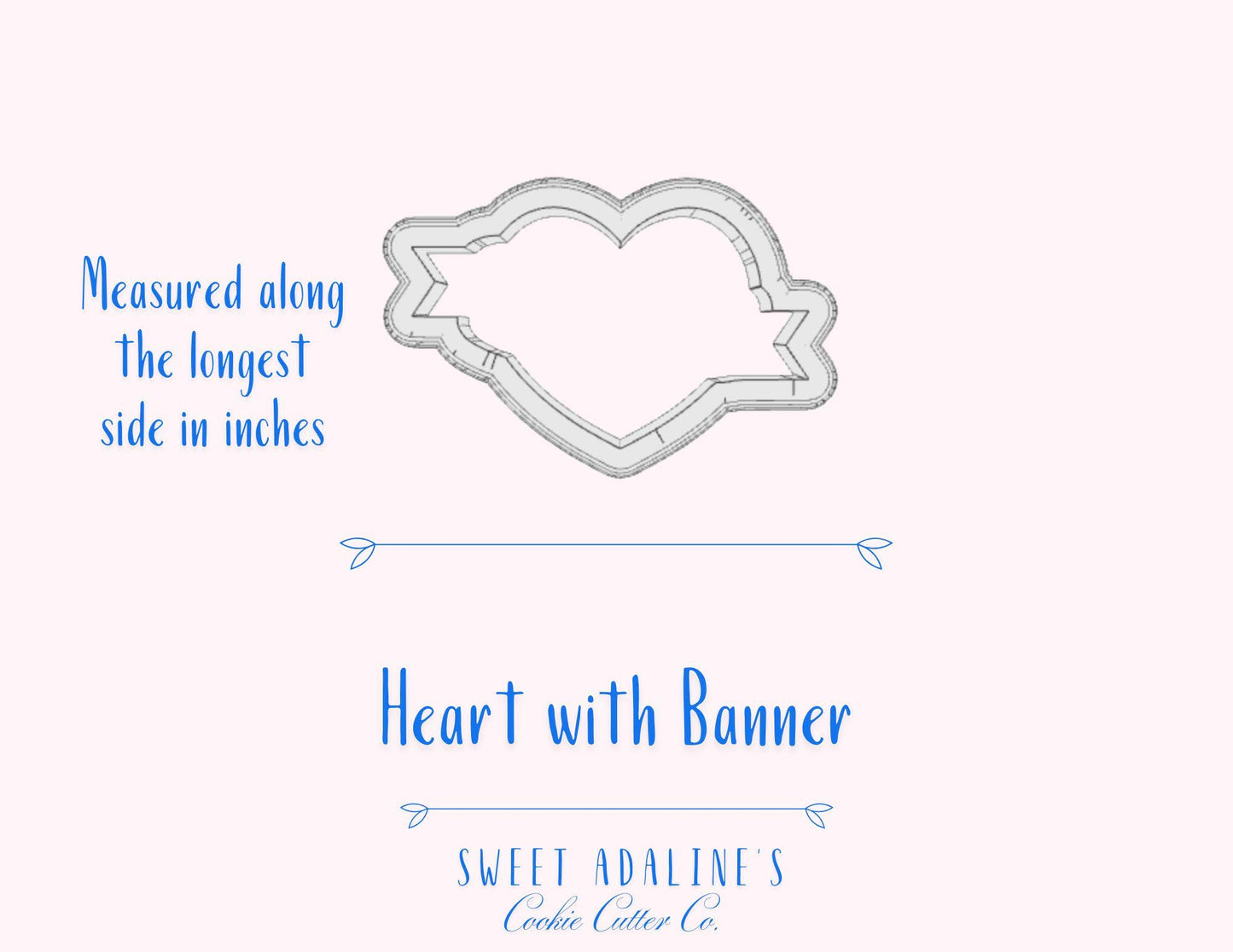 Heart with Banner Cookie Cutter – Classic Tattoo-Style Design – Valentine’s Day Baking Tool – Pink or Black Cutter – Love Theme