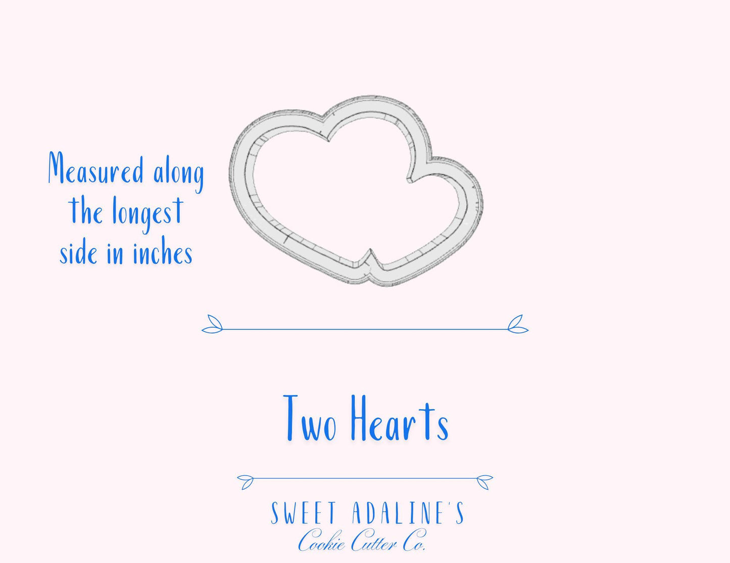 Overlapping Hearts Cookie Cutter – Two Hearts Design – Valentine’s Day Baking Tool – 3 Sizes – Love Theme –Custom Color