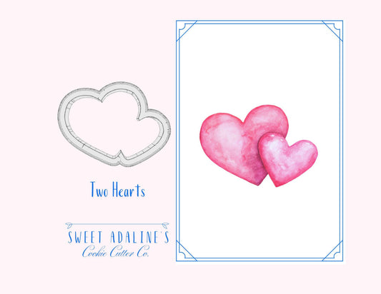 Overlapping Hearts Cookie Cutter – Two Hearts Design – Valentine’s Day Baking Tool – 3 Sizes – Love Theme –Custom Color