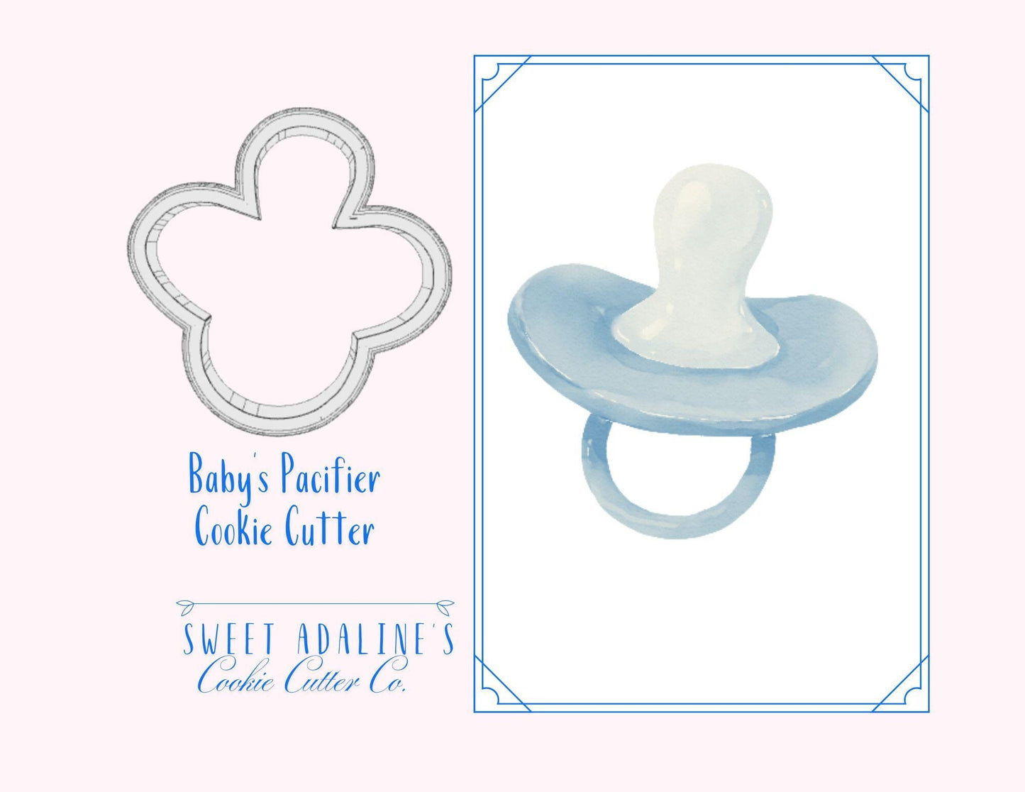 Baby Pacifier Cookie Cutter – Adorable Binky Design for Baby Showers, Kids Birthday Parties, Gender Reveals -Custom 3D Printed –3 Sizes