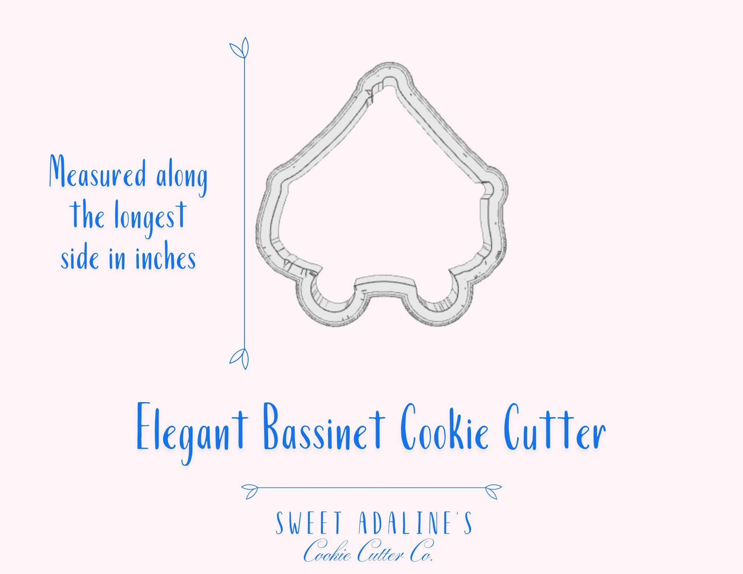 Bassinet Cookie Cutter – Fancy Crib Design for Baby Showers and Parties – 3 Sizes – Perfect for Mom and Baby Gifts