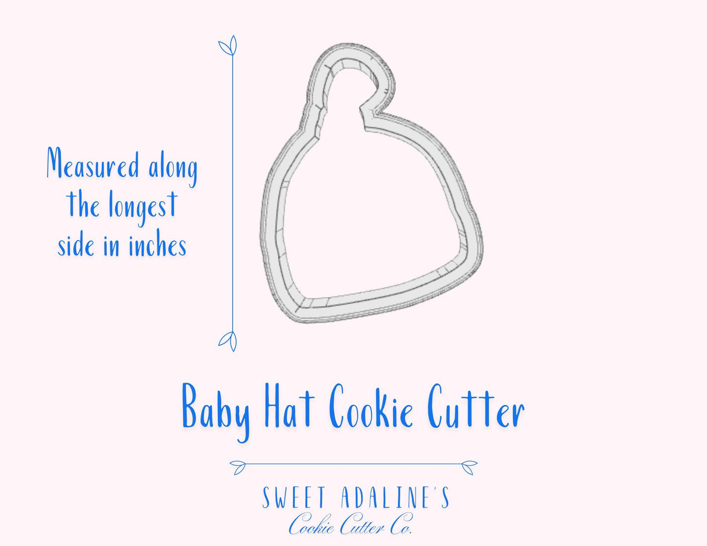 Baby Hat Cookie Cutter – Adorable Knotted Hat Design for Baby Showers and Gender Reveals – 3 Sizes - 3D Printed
