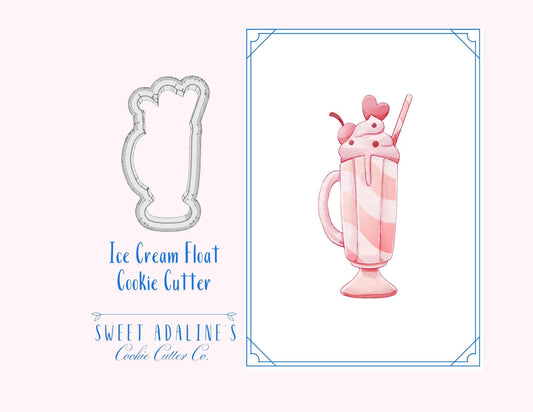 Ice Cream Float Cookie Cutter – Retro Milkshake Design Cookie –Perfect for Valentine's & Parties –3 Sizes –Custom Color 3D Printed