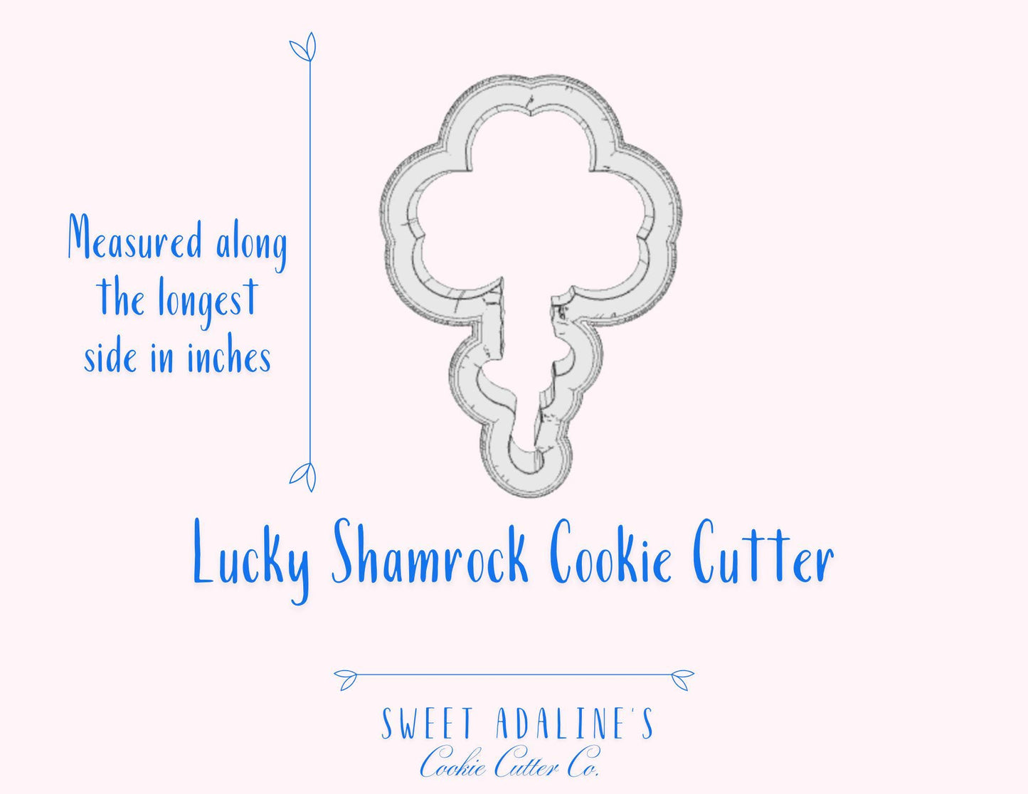Lucky Shamrock Cookie Cutter – Irish Clover Design with Script "Lucky" –Perfect for St. Patrick's Day –3 Sizes –Custom Color - 3D Printed