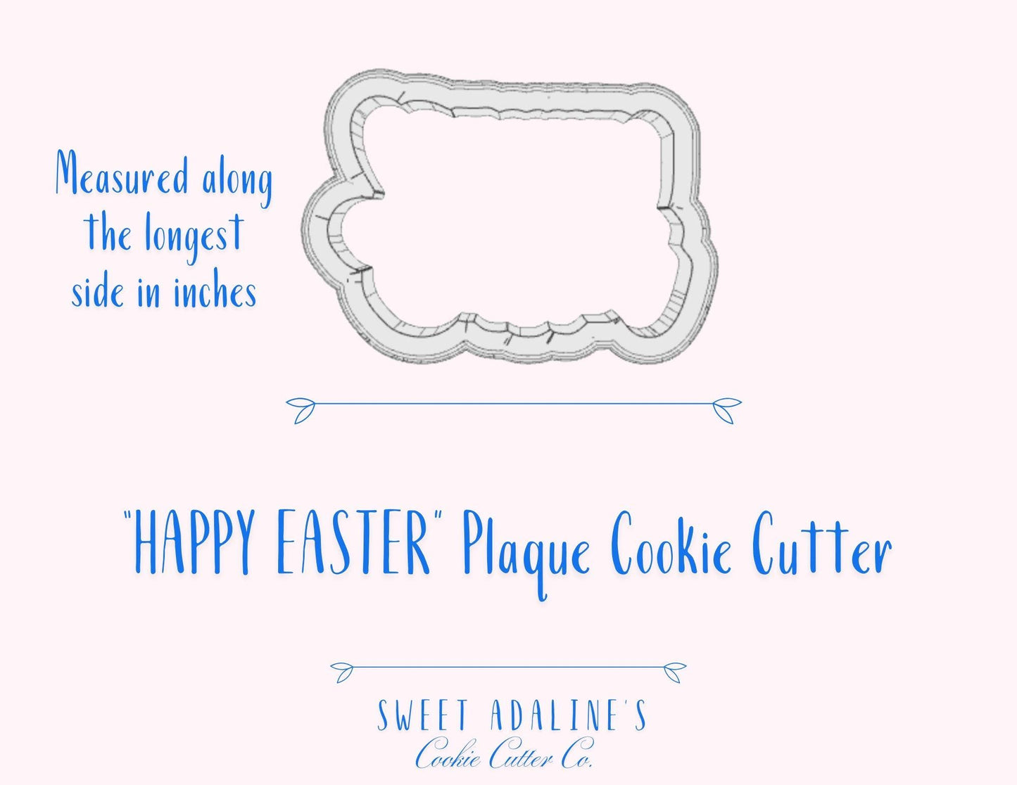 Happy Easter Plaque Cookie Cutter – Spring Design with Bunny Ears – Perfect for Easter Treats & Celebrations – 3 Sizes