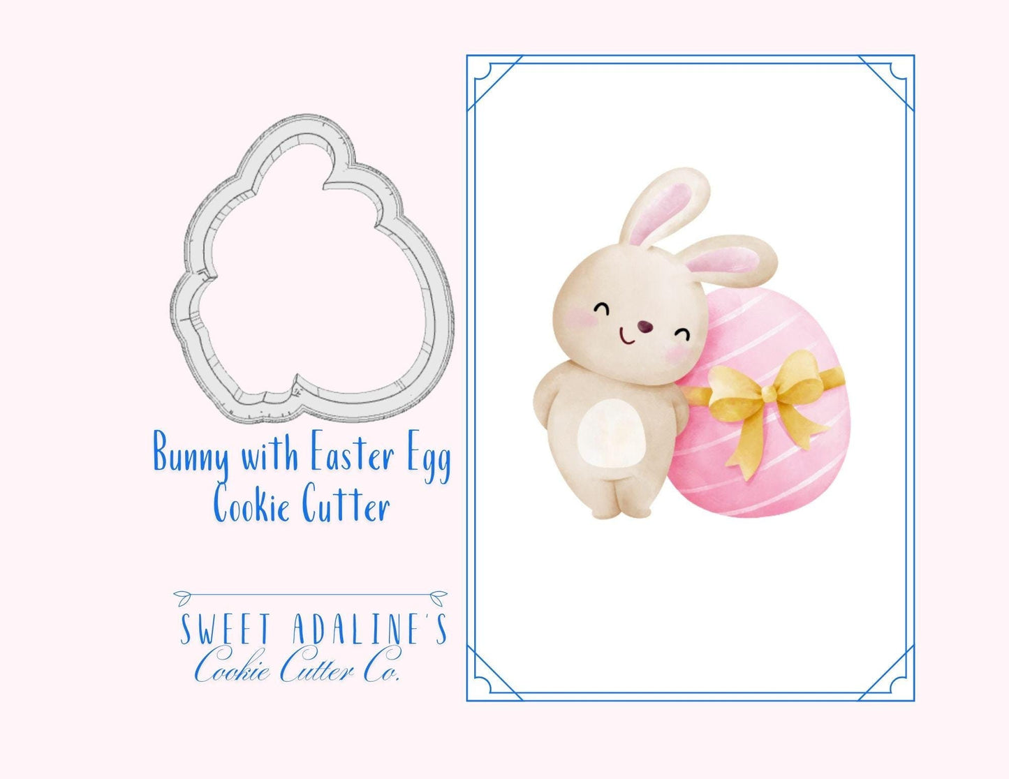 Bunny with Easter Egg Cookie Cutter – Spring Cookie Design for Festive Treats –3 Sizes -Food safe, durable, easy to clean