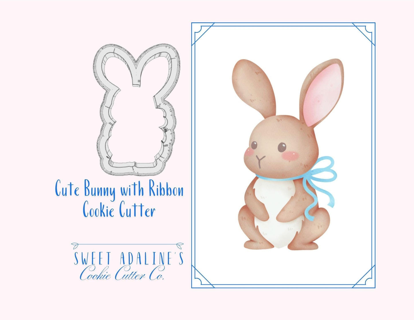 Sweet Bunny with Ribbon Cookie Cutter –Adorable Spring Cookie Design for Festive Treats –3 Sizes -Easter Basket Gifts - Religious holidays