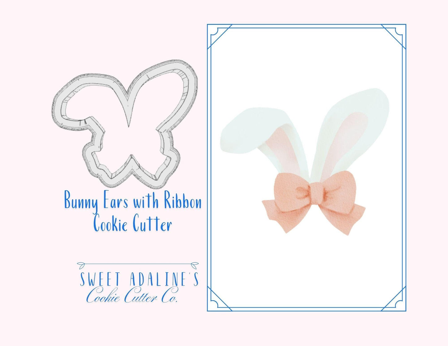 Easter Bunny Ears with Bow Cookie Cutter – Playful Spring Design for Easter Gifts - Rabbit with Ribbon– 3 Sizes – Durable and Thick