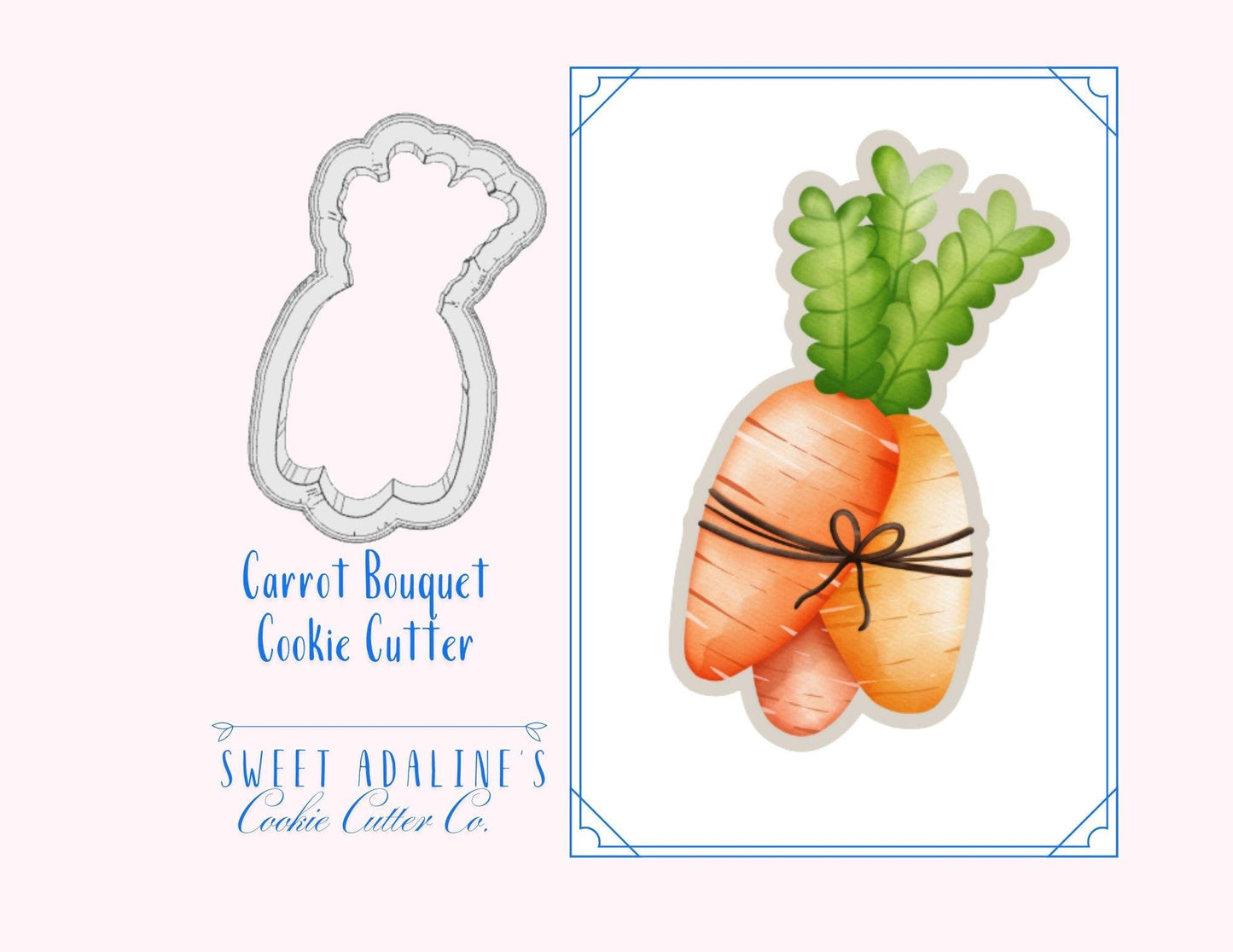 Carrot Bouquet Cookie Cutter: Spring Easter Garden Treats - 3 Sizes