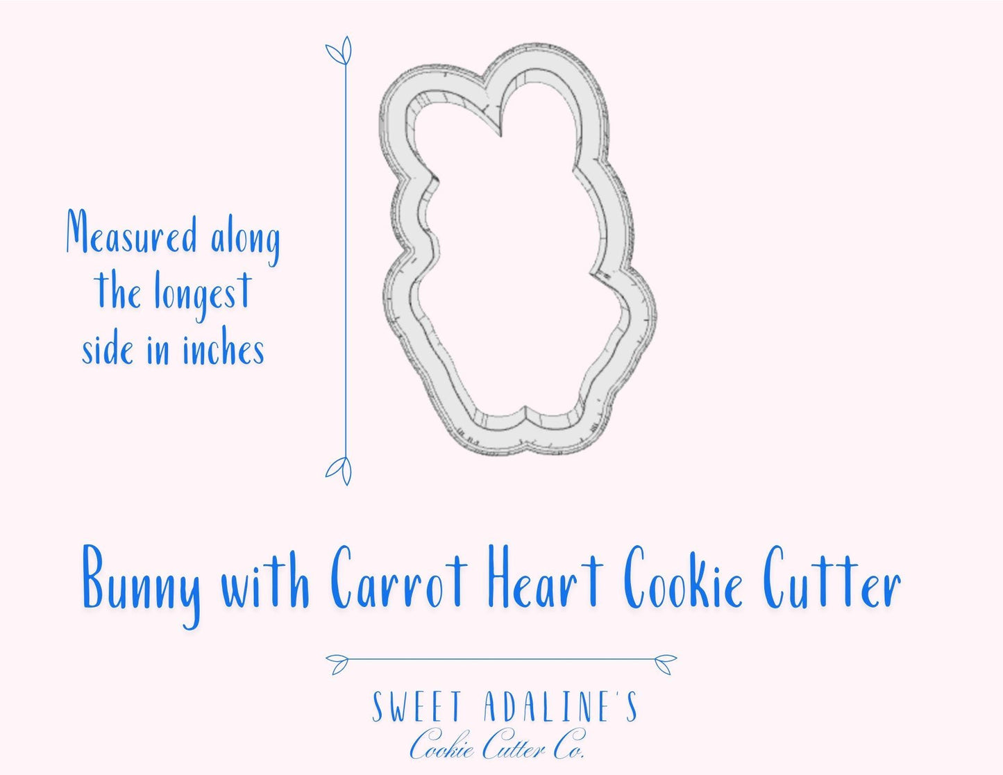 Bunny Holding Carrot Heart Cookie Cutter: Easter Spring Treats - [Size]