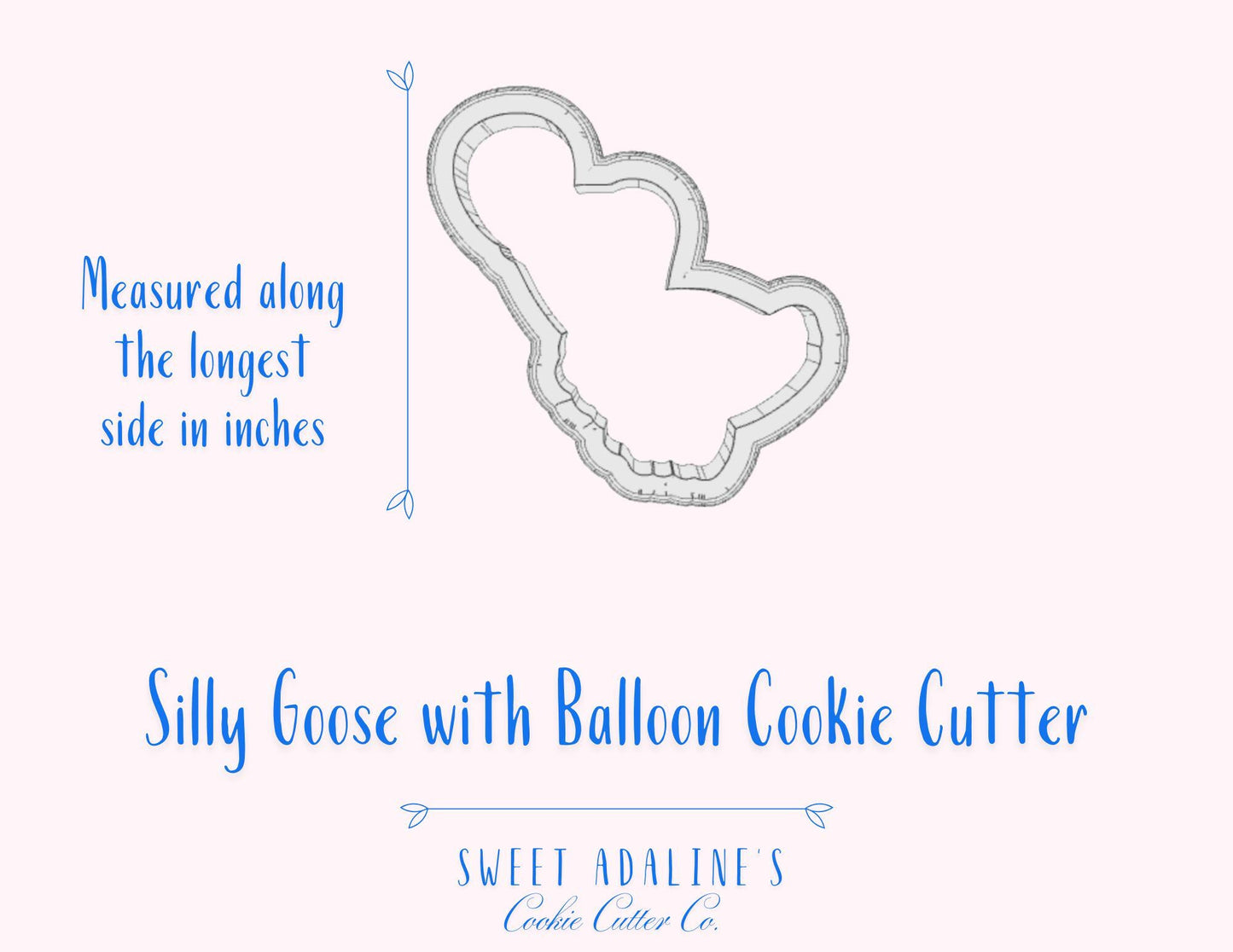 Goose with Balloon Cookie Cutter: Whimsical Birthday Party Treat - 3 Sizes
