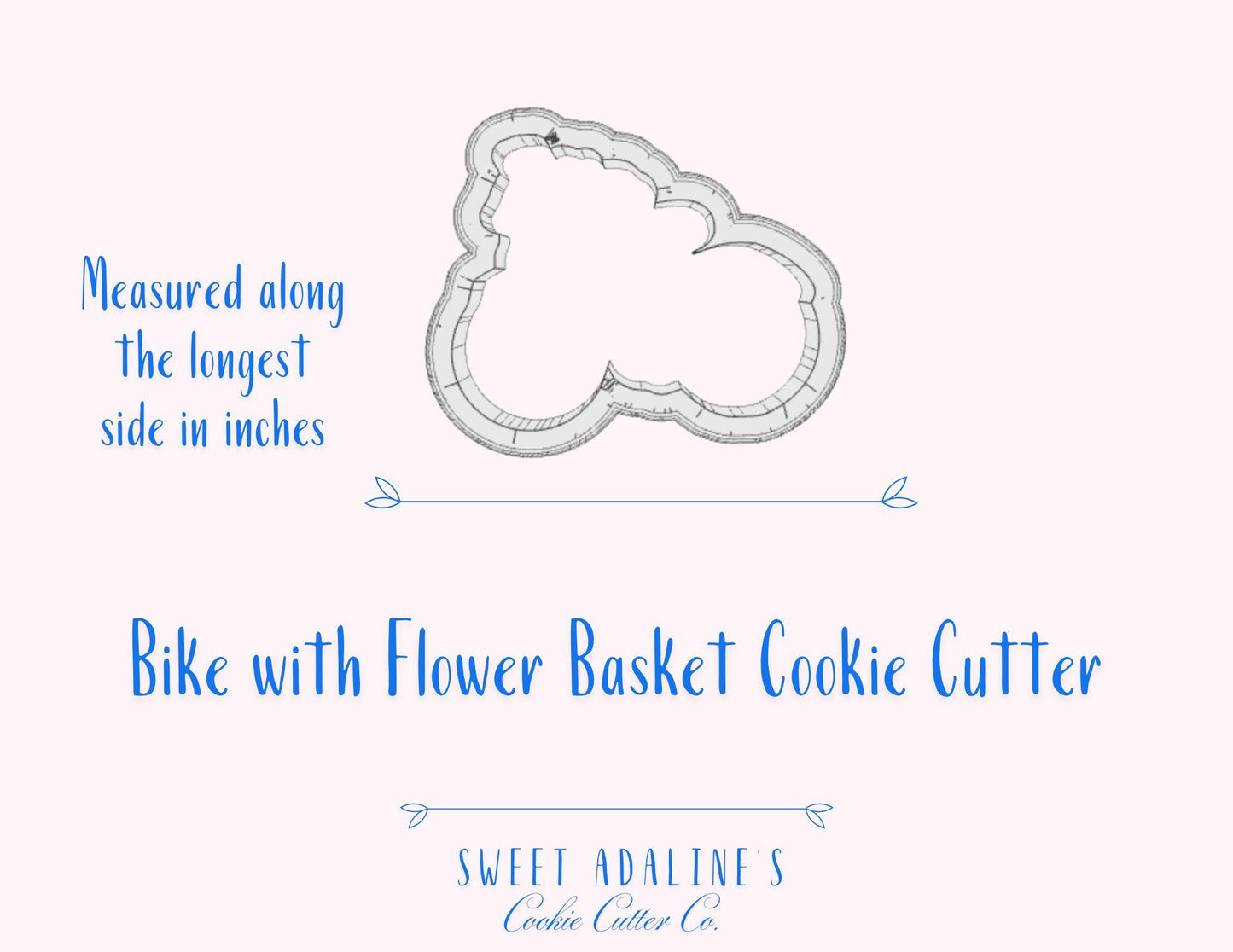 Bike with Flower Basket Cookie Cutter – Cute & Whimsical Bicycle Design with Flowers – Perfect for Spring Baking – Custom Color