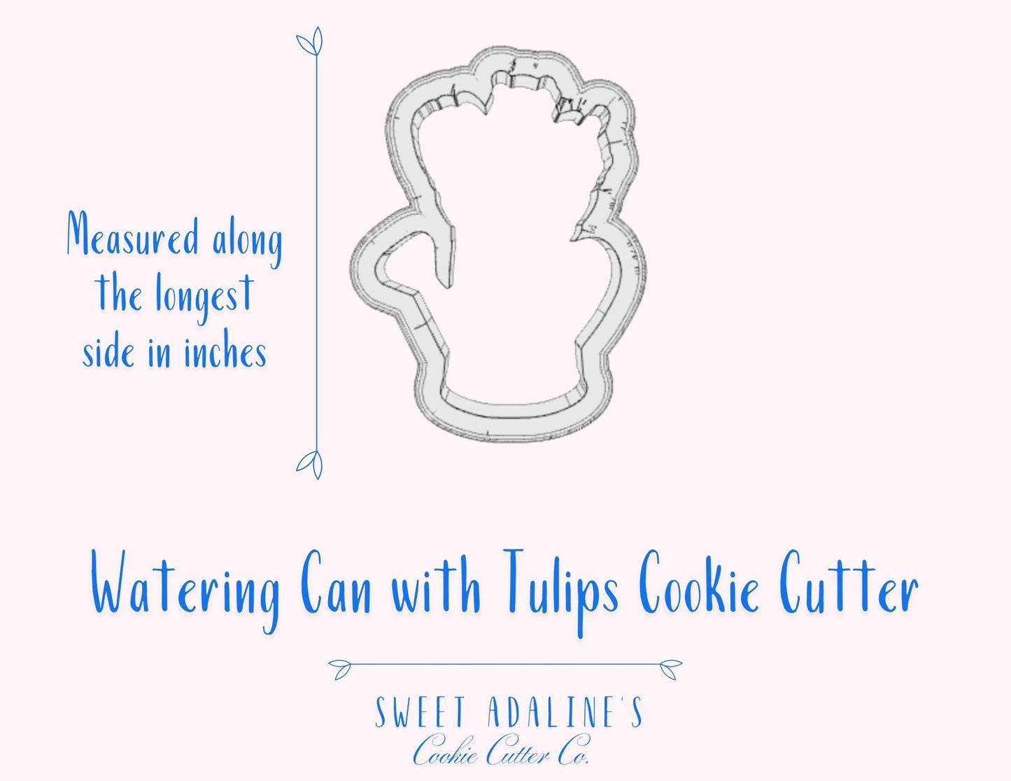 Watering Can with Tulips Cookie Cutter – Garden Design Cookie – Perfect for Spring, Mother’s Day & Gardening Parties – Custom Sizes